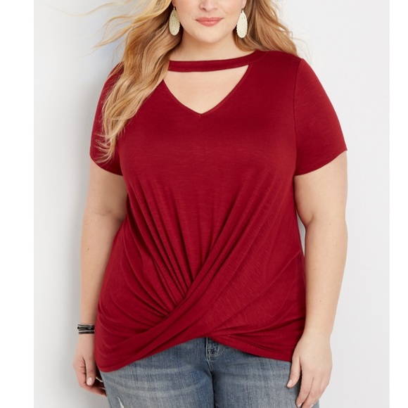 Maurices Tops - NWT Maurices Neckline Cutout Twisted Hem Tee